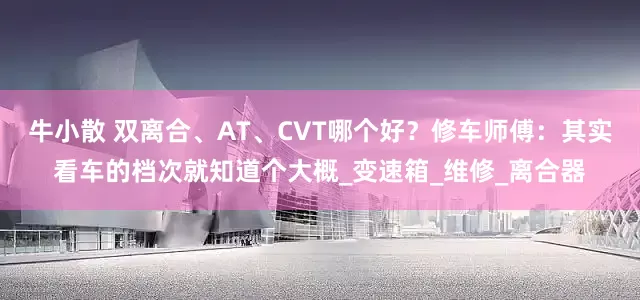 牛小散 双离合、AT、CVT哪个好？修车师傅：其实看车的档次就知道个大概_变速箱_维修_离合器